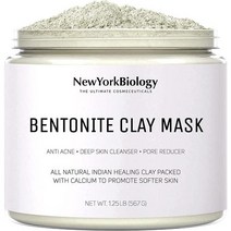 클렌주스 디톡스 몸속독소 제거 배출 New York Biology Bentonite Clay Face Mask 1.25lb u2013 딥 포어 클렌저 지성 인디언 힐링 클레이, 1팩