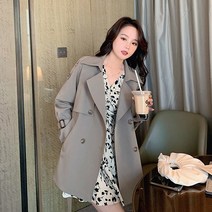 여자 봄가을 더블버튼 트렌치코트 재킷 캐주얼 미시 자켓 바바리 코트 인박카154