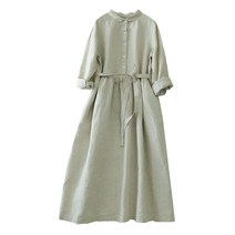 여성 린넨 원피스 오버핏 a라인 캐주얼 여자 봄 여름 가을 긴팔 롱원피스 linen dress women XK0112