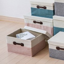 접이식 패브릭 리빙박스 옷정리함, 핑크, 중형