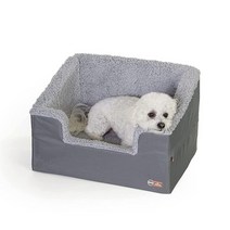 K&H Pet Products 직사각형 버킷 부스터 반려동물 시트 - 강아지 및 고양이용 강아지 부스터 시트 카시트 접이식 직사각형 그레이/그레이 스몰