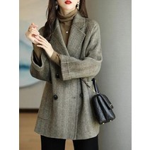 여성울코트 여성 겨울 의류 패션 옷깃 더블 행 버튼 헤링본 코트와 재킷 트렌치 코트