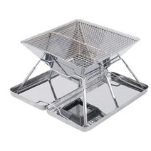 휴대용 캠핑 화덕 접이식 목재 연소 숯 그릴 휴대용 가방 포함 스테인레스 스틸 35x35cm