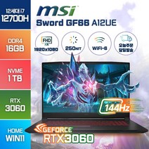 MSI GF66 15인치 A11UE A12UE RTX3060 인텔 i7 고성능 노트북, WIN11 Home, 16GB, 1TB, 코어i7, 블랙