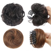 볼륨 똥머리 당고머리 올림머리 부분가발 가발집게핀 가발핀, 1개, 01.생머리-블랙
