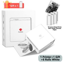 Phomemo-M02 블루투스 포켓 미니 감열식 프린터 휴대용 포토 스티커 안드로이드 iOS 1 롤 St, [12] 6 White Paper