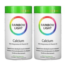 레인보우라이트 Rainbow Light Just Once Calcium 레인보우 라이트 비타민 D3 칼슘 마그네슘 베타인 HCI 쐐기풀 쇠뜨기 오가닉 스피루리나 함유 180정 2병, 1개