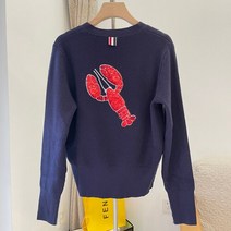 스팽글가디건 빤짝이 TB 카툰 스팽글 랍스터 스웨터 여성용 카디건이 달린 가을 겨울 네 줄무늬