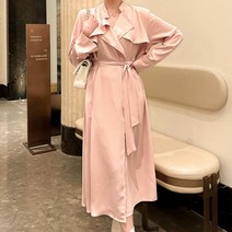 로맨틱 트렌치원피스 핑크 블랙 트렌치 원피스