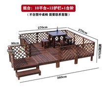 DIY 원목 야외평상 조립식평상 데크 정원 테라스 정자 마루 발코니 부식 방지 나무 바닥 다다미 단계 안뜰 레저 단단한 나무 풍경 조합 플랫, 플랫폼 10개 + 난간 12개 + 계단 1개
