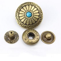 가죽 핸드프레스 각인기 가죽공예 도장 다이어리 20mm 꽃 인도 청록색 프레스 스터드 스냅 패스너 버튼 초, 10 Bronze 1