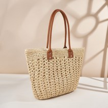 라탄 여성용 숄더 백 레이지 할로우 스트로 여름 탑 핸들 핸드백 라탄 비치 우븐 쇼퍼 토트 지갑
