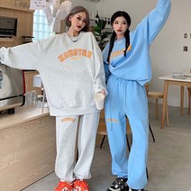 JUST FEEL!NG 여자츄리닝세트 빅사이즈 캐주얼 츄리닝 맨투맨 조거 팬츠 트레이닝 세트 투피스