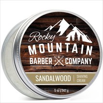 Rocky Mountain Barber (미국직배) 마운틴 바버 면도크림(샌들우드향) Shaving Cream for Men With Natural Sandalwood Essential Oil 5 oz Hydrating, 1개, 200ml