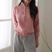 [바보사랑] 여자 울자켓 골지 하이넥 집업 니트 가디건