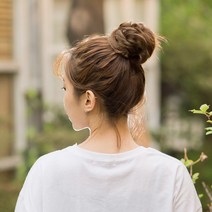 [만두머리] 작은사이즈 똥머리 밴드 부분가발 풍성한 볼륨 올림머리 묶음머리 곱창밴드 프렌치사, 04.다크브라운, 만두머리가발 스몰사이즈 고열사 KMS, 1개