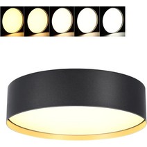 CLOUDY BAY 22.9cm(9인치) 5CCT LED 플러시 마운트 천장 조명 기구 내부 골드 매트 블랙 2700K/3000K/3, 한개옵션0