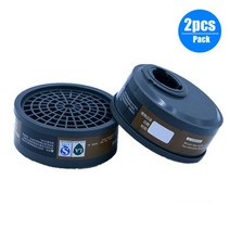 전면형 방독면 방독마스크 전력 공기 정화 반면 화학 가스 호흡기 이중 필터 용 용접, 2pcs 필터 상자, 2pcs 필터 상자