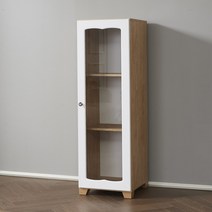 블랑누보 유리장 거실진열장 모던 심플 빈티지 작은 소형 레고 건담 유리 미니 장식장, 고무나무화이트(400장식장)