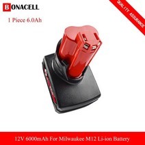 밀워키배터리 밀워키 도구 12v 리튬 이온 배터리 밀워키 m12 c12 xc 48-11-2440 48-11-2402 48-11-2411 48-11-2401 드라이버 배터리 호환, 1 조각 6.0ah