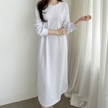 제니트 여성 루즈핏 라운드넥 데일리룩 사이드 트임 맨투맨 롱 원피스 유넬옆트임롱