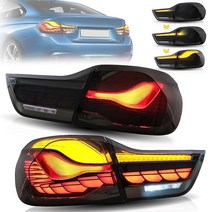 VLAND OLED 후미등 어셈블리 2013-2018 BMW 3 시리즈 F30(2015 328i F30용 아님) 순차 방향 지시등 및 3D 다이나믹 애니메이션이 있는 후미등 스, BMW 4-series Taillights-Smoked