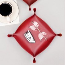 서후네 다용도 소품보관 사각 가죽트레이 인테리어 악세사리 보관함, 1개, 그레이