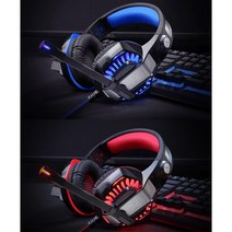 trustshop 대학 입학 선물 고음질 LED 게이밍 헤드셋 상담원 PS4, 오션블루