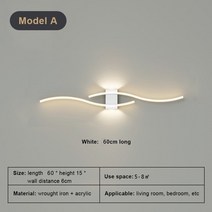 모던 미니멀리스트 LED 벽 조명 블랙 화이트 실내 장식 램프 업 다운 침대 룸, 3) A White-60cm,3) Warm Light_