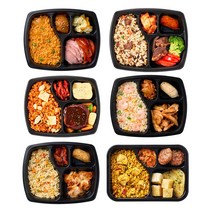 양많은 편의점 대용 볶음밥&3찬 고기 반찬 직장인 도시락 배달 1주식단 6종 6팩 1264g (냉동), 6개