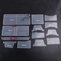 가죽 공예 도구 세트 13 피스 아크릴 지갑 패턴 스텐실 세트 선물 공예품, 베이지