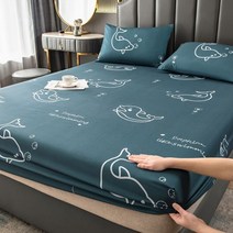 패밀리 침대 패드 센스맘 라지킹 이부자리 방수 매트리스 보호대 커버 탄성 시트 통기성 더블 커플 침대보 2 명 90 150 180x200, 03. HTW_07. 2x베개 케이스 48x74cm