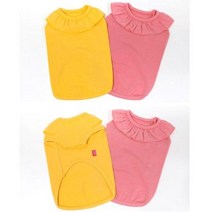 애견의류 블링독 신축성좋은 프릴카라 민소매 티셔츠, 옐로우+L