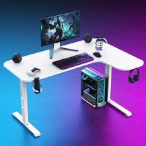 아우스 코너형 컴퓨터책상 ㄱ자형 게이밍책상 L자형 카본책상 LED 게이밍데스크 좌 우 선택가능 1400 1600 1800, 흰색 기본형 160cm(우측)