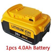 교체형 새로운 20V 배터리 5000mAh MAX XR 18650 전동 공구 교체형 DeWalt DCB184 DCB181 DCB182 DCB200 충전기 포함, 1pcs 4.0Ah