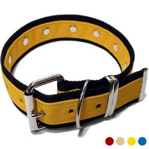 대형견 벨트형 목줄 야외용품 목줄장식선택가능 핸드메이드목줄 BN-18, 무지(장식없음), 바느질마감, 노랑