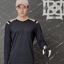 닥스 남성용 베이지 컬러 포인트 소프트 반집업 티셔츠 DGTS1C613BK