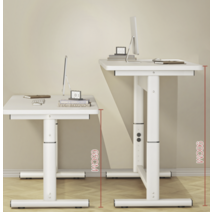낮은책상 65cm 높이 학생 키작은 수동 높이조절 여성용 여성책상, 올화이트 140x70x65-90cm