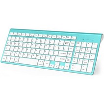 듀얼 모드 (2.4G BT3.0 BT5.0) 무선 블루투스 키보드 IMac Mac IPad Air Pro 노트북 안드로이드 Windows turquoise 호환됩니다., Blue white