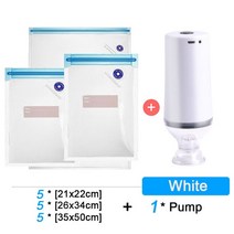 진공포장기 무선 산업용 가정용 휴대용 식품 진공 실러 수비드 백 용 전기 펌프 세트 보존 재사용 가능, 03 15pcs Bags-Pump set