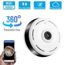 영어 설명서 영어 설명서 2MP 어안 CCTV IP 보안 카메라 와이파이 실내 운동 검측 영상 감시 360 전경 VR 카메라 무선 1080P, 1080P，128GB