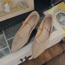 명브띠 여성 큐빅 체인 스트랩 단화 구두
