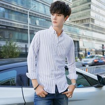 DFMEI.셔츠.Shirt.스트라이프 셔츠 남성 긴팔 봄 시즌 트렌디 캐주얼 셔츠 남성 커머셜셔츠남