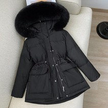 여성 겨울 winter jacket women 대형 천연 여우 모피 후드 90 오리 여성롱 대학생 다운 벨트롱패딩