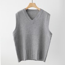 제니트 여성 기본핏 브이넥 울 혼방 베이직 시보리 캐주얼 니트 조끼 메리기본조끼