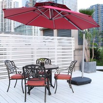 초대형파라솔 야외 옥상 수영장 대형 파라솔 각도조절 그늘막 특대형, 레드색 원형 3m+물통