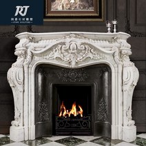 벽난로 콘솔 폭좁은 엔틱 모던 테이블 대리석 유럽 스타일의 빌라 럭셔리 거실 장식 캐비닛 Yashi 흰색 수입 돌 벽난로 사용자 정의, 4.재즈 화이트 1512504m