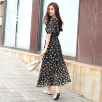데일리앤 메이첼 쉬폰 반팔 원피스