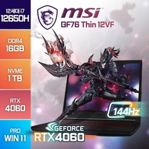 [백팩/마우스 증정] MSI GF63 Thin 12VF 12세대 i7 RTX4060 고성능 얇은 윈도우11 노트북, 블랙, 코어i7, 1TB, 16GB, WIN11 Pro