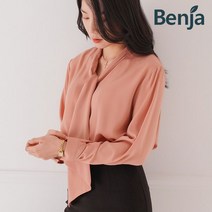 벤자 BS004 러블리 리본 긴팔 블라우스 2컬러택1 빅사이즈까지